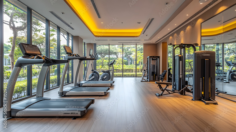 Modern hotel gym with treadmills and fitness equipment — No. 1 Globe Vista booking