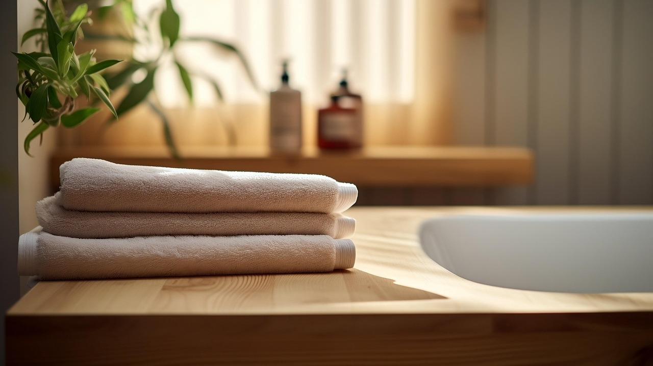 Fresh white towels in a cozy bathroom setting at a Globe Vista hotel.